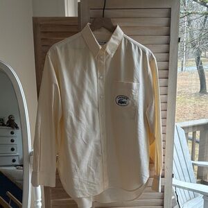 Women’s Lacoste Yellow Oxford striped Button down Shirt Like New FR SZ 42